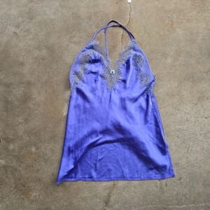 victoria secret purple satin lace babydoll slip mini dresssize medium